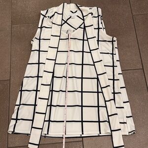 Charter Club White and Black Grid Blouse